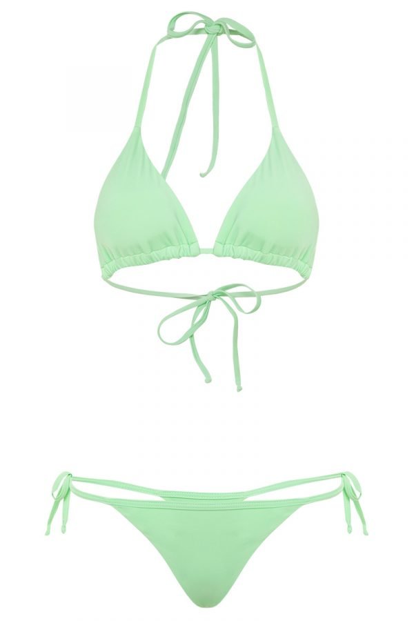 bikini bronceador pastel verde manzana tie