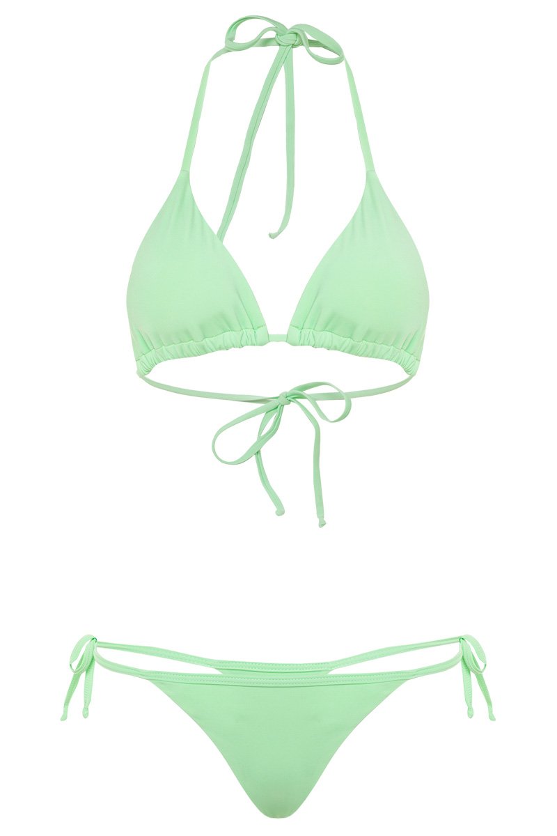 bikini bronceador pastel verde manzana tie
