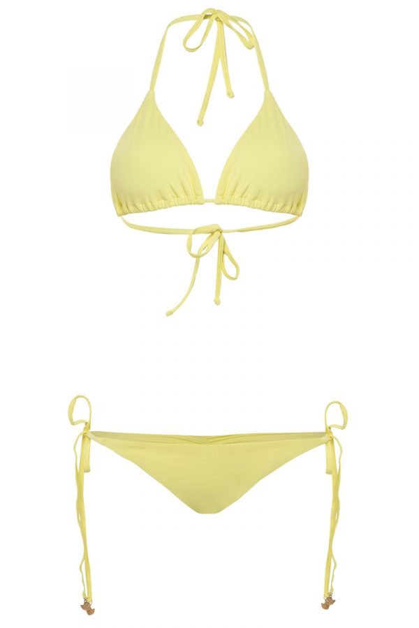 bikini bronceador pastel amarillo tie
