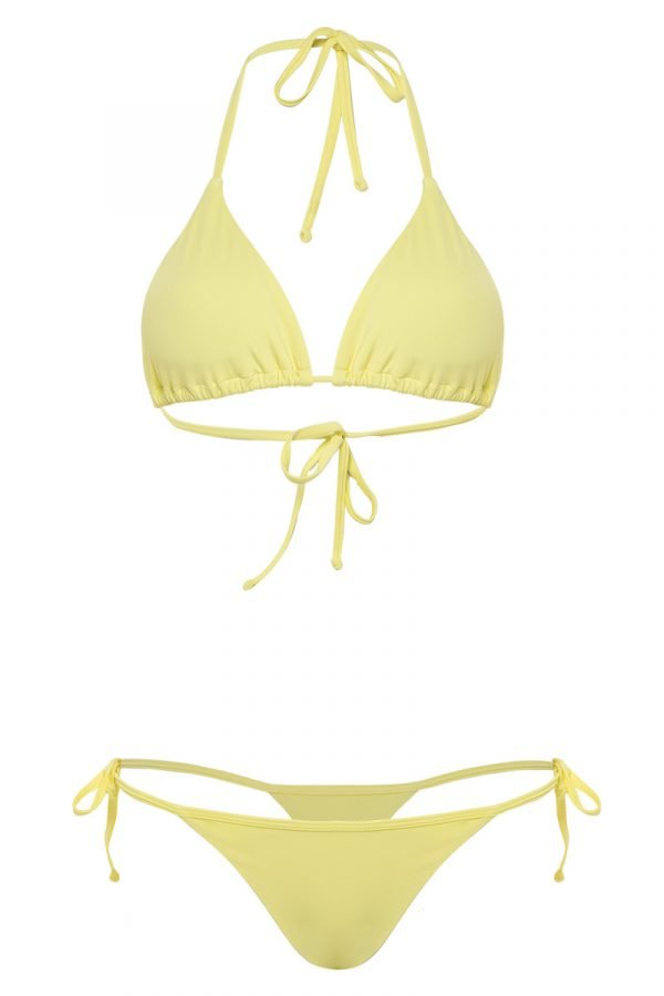 bikini bronceador pastel amarillo tie
