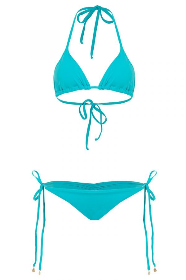 bikini bronceador pastel turquesa tie