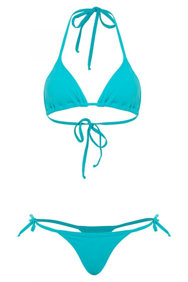 bikini bronceador pastel turquesa tie