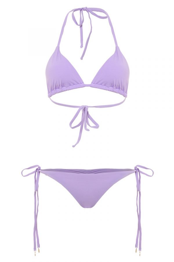 bikini bronceador pastel lila tie