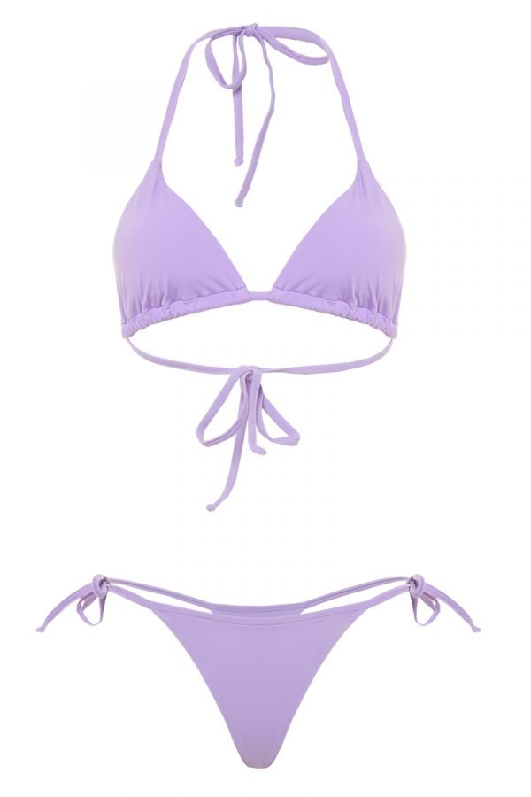 bikini bronceador pastel lila tie