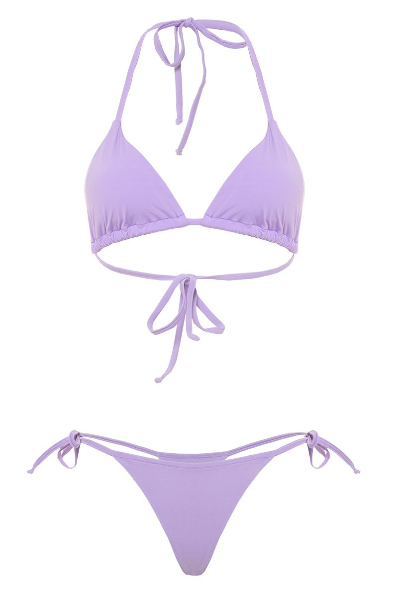 bikini bronceador pastel lila tie