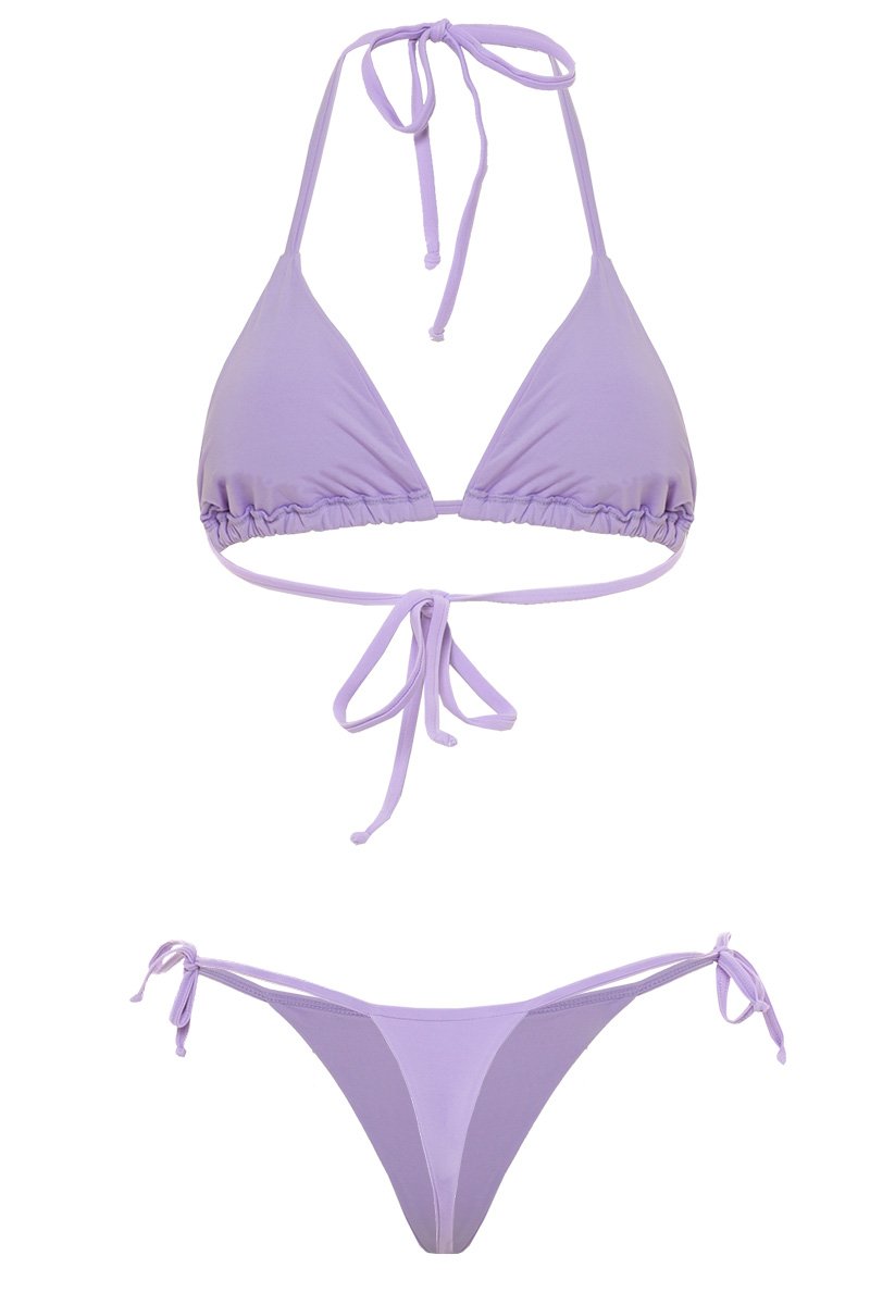 bikini bronceador pastel lila tie