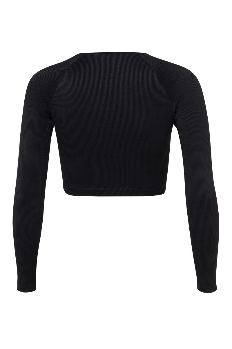 Black Long Sleeve Crop Top