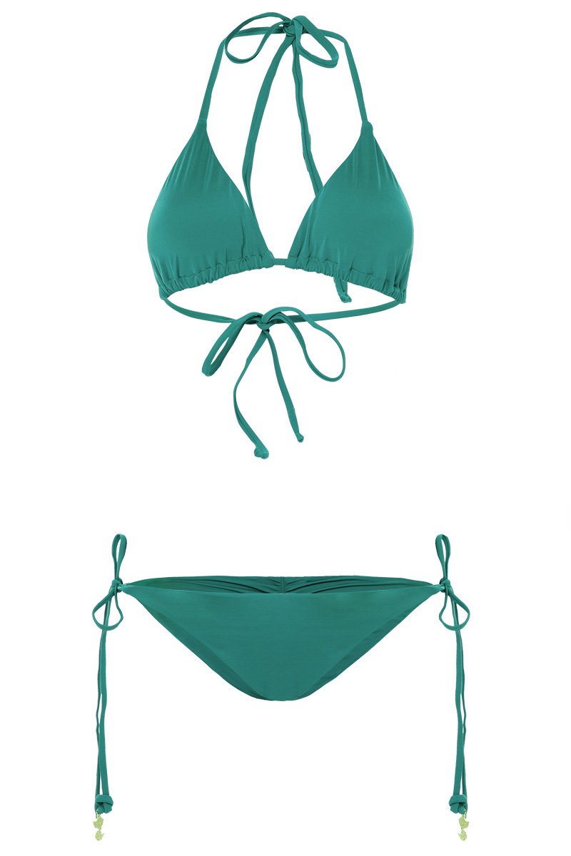 bikini bronceador verde esmeralda tie