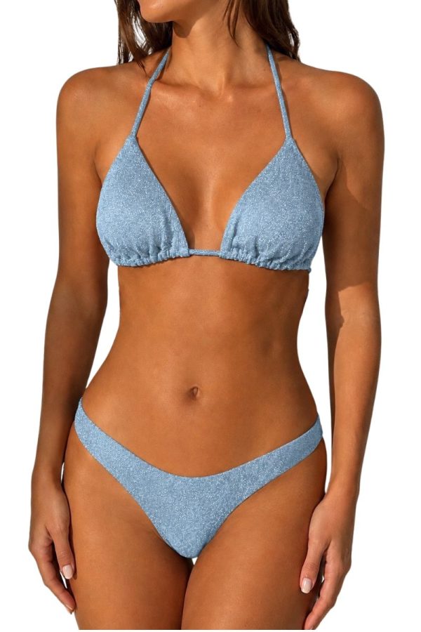 Baby Blue Glitter Bikini Bronceador