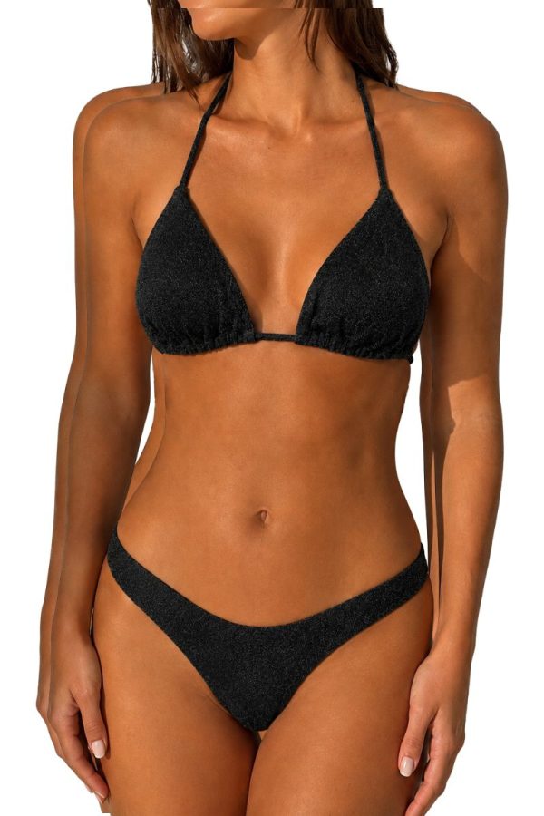 Black Glitter Bikini Bronceador